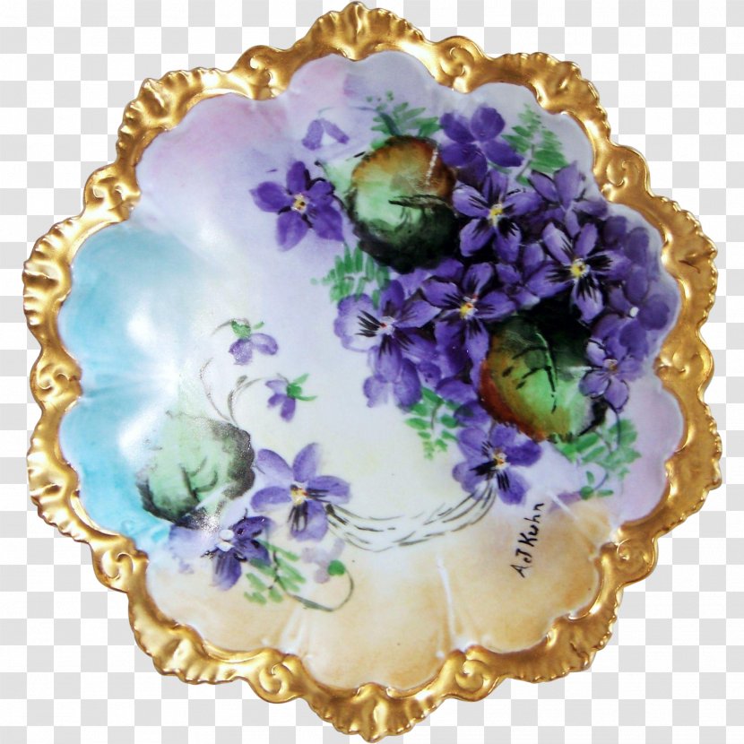 Limoges Plate Flower Porcelain Violet - Painting - Hand Painted Transparent PNG