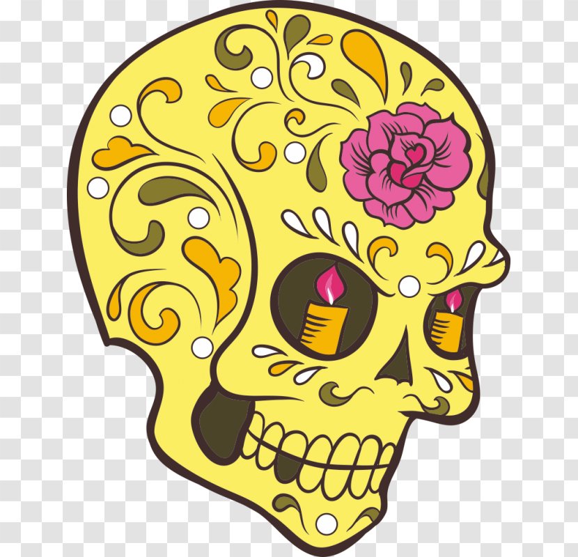 Calavera Dia De Los Muertos: Sugar Skull Coloring Book At Midnight Version ( For Adults, Relaxation And Meditation ) Adult Books: Swear Word Books Day Of The Dead - Yellow Transparent PNG