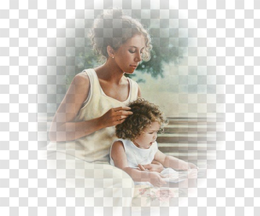 Oil Painting Child Mother - African Transparent PNG