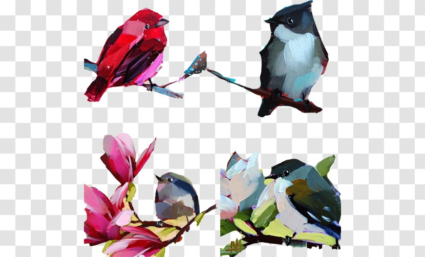 Bird Oil Painting - Designer - Creative Hand-painted Pictures Transparent PNG