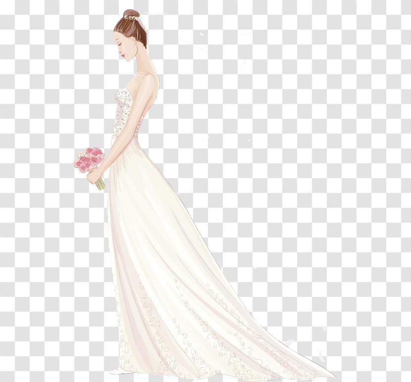 Wedding Dress Shoulder Party Gown Bride - Heart - Hand-painted Transparent PNG
