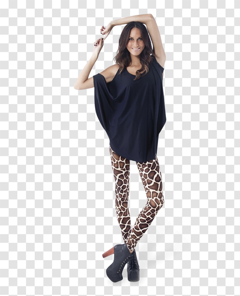 Giraffe Leggings Clothing Dress Sleeve - Shoulder - Black Transparent PNG