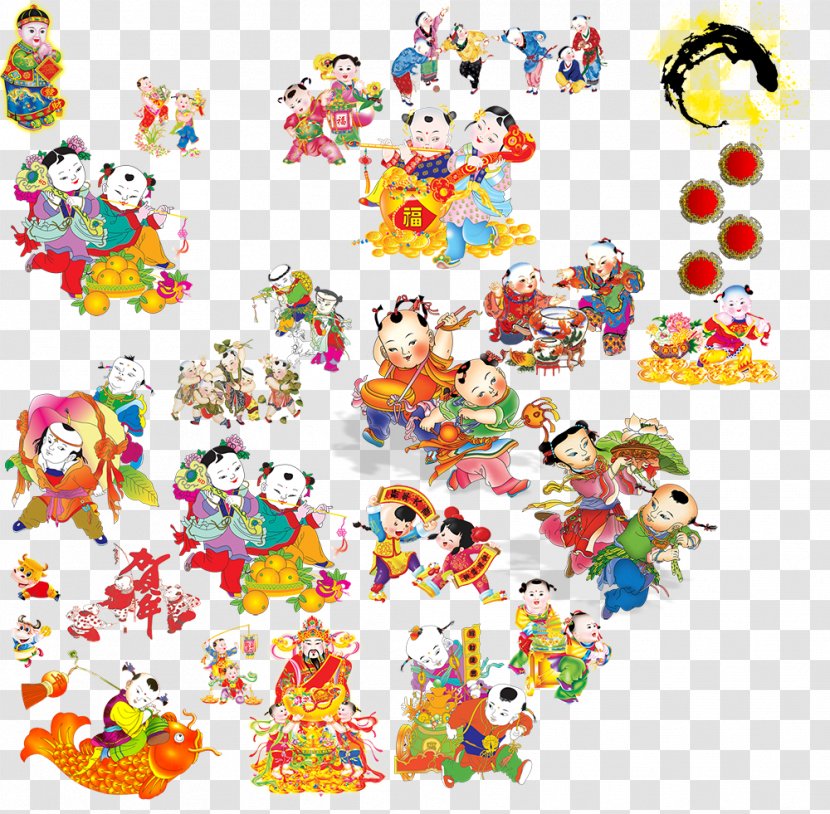 China Chinese New Year Euclidean Vector - Flower - Doll Style Transparent PNG