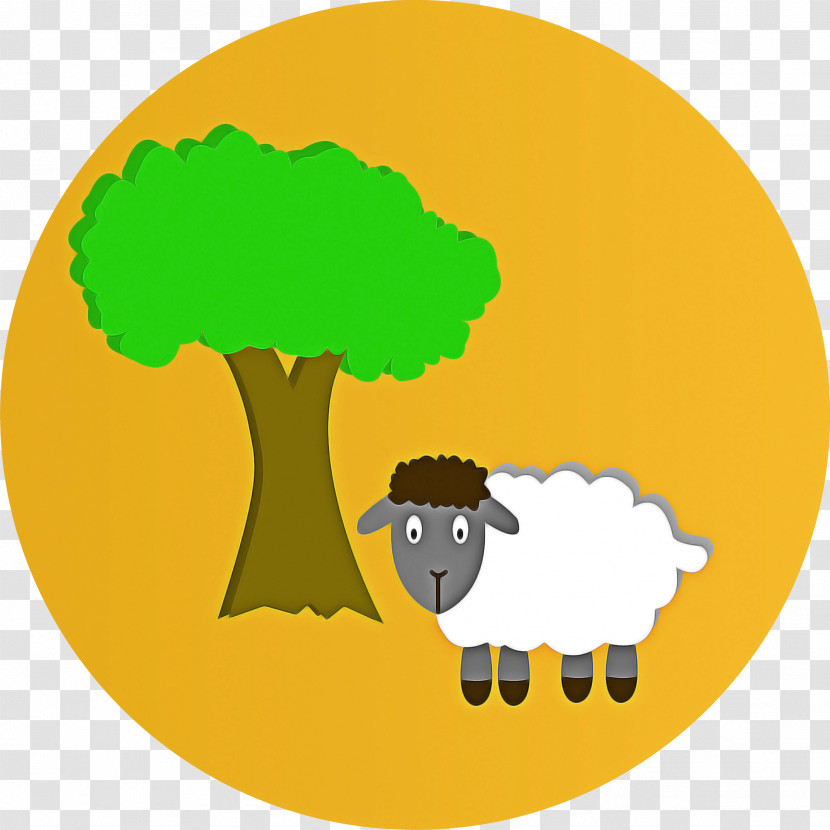 Green Sheep Sheep Cartoon Tree Transparent PNG