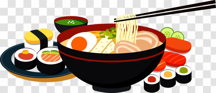 Japanese Cuisine Ramen Sushi Tempura Chinese - Meal - Feast Noodles Transparent PNG