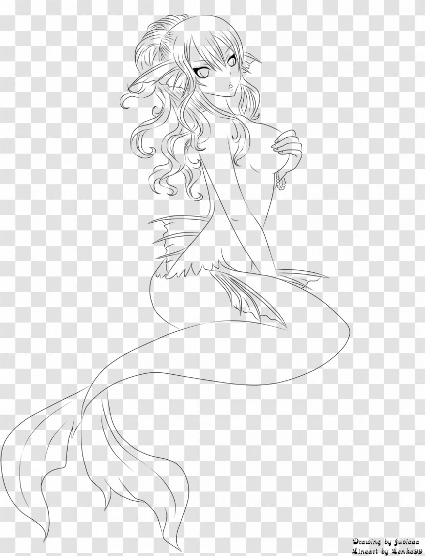 Line Art Drawing Mermaid Sketch - Cartoon - Tail Transparent PNG