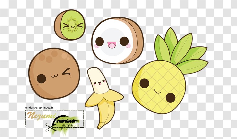 Kawaii Image Drawing Kiwifruit Banana - Frame - Fruit Transparent PNG