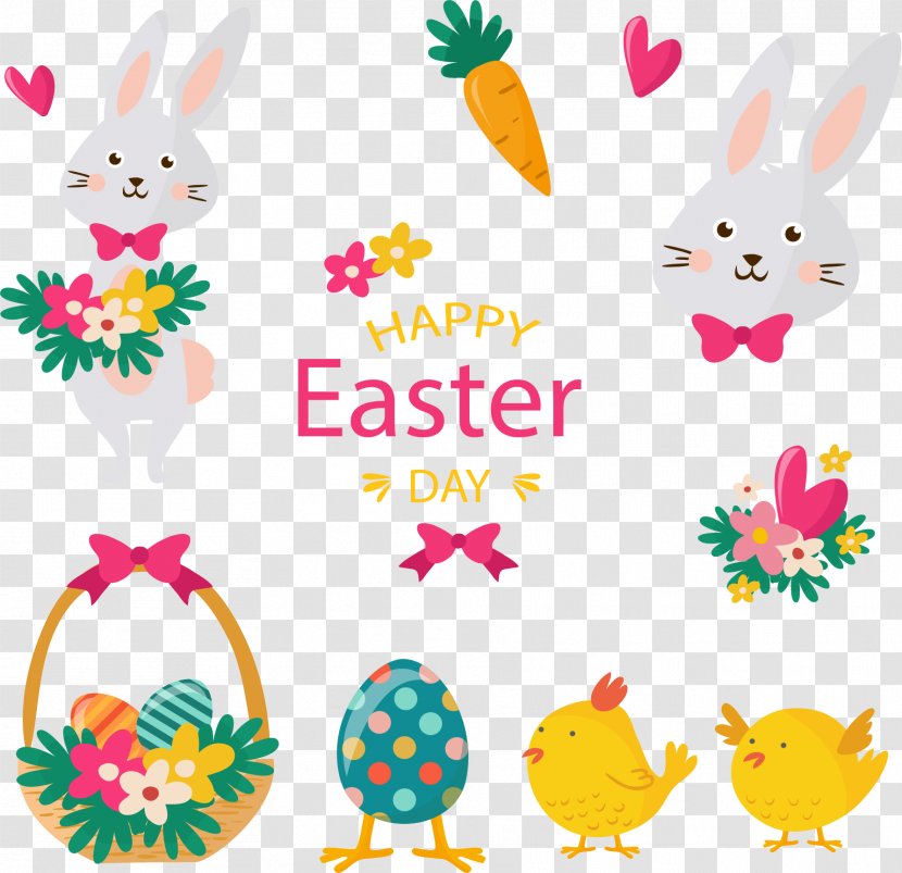 Easter Bunny Egg Little Gray Rabbit - Cute Transparent PNG