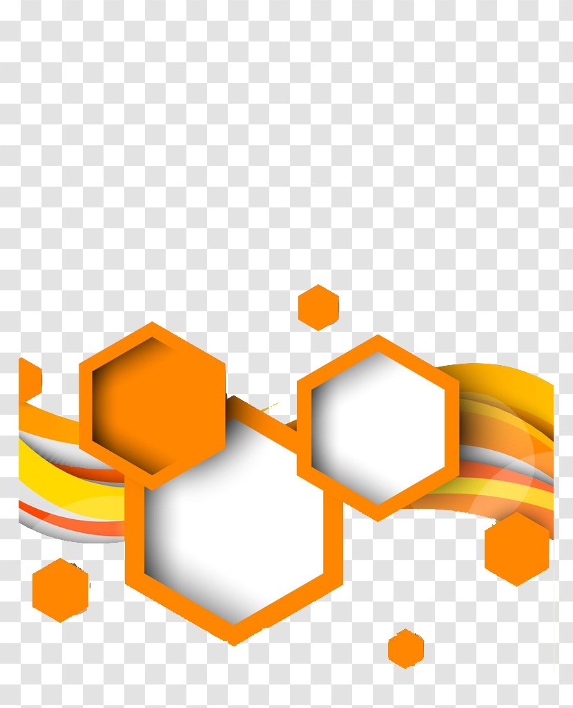 Hexagon Geometric Shape Geometry - Orange Art Deco Picture Material Transparent PNG