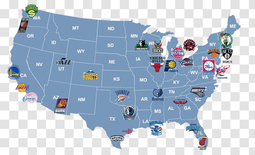 NBA Vector Map Team United States - Nba Transparent PNG