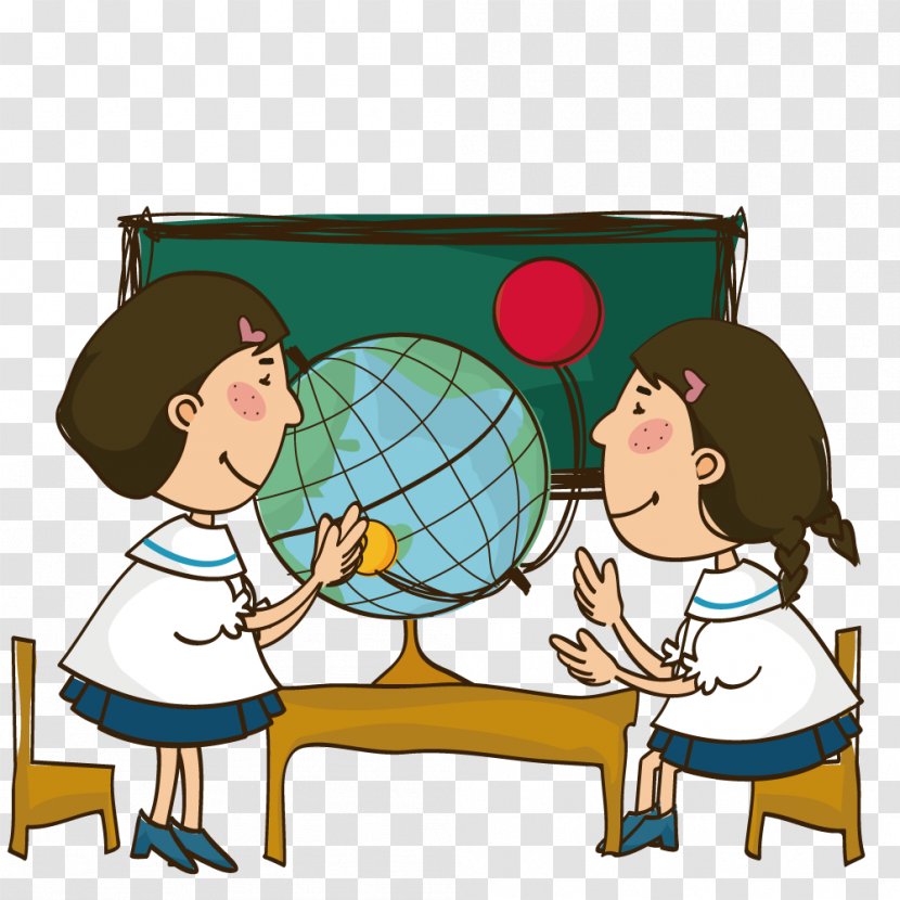 Globe Cartoon Illustration - Human Behavior - Men And Women Look At The Transparent PNG