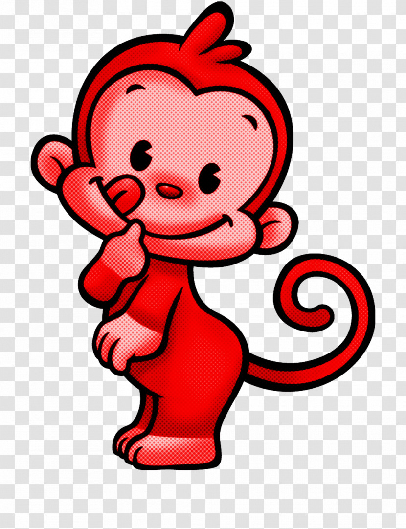 Cartoon Red Line Finger Happy Transparent PNG