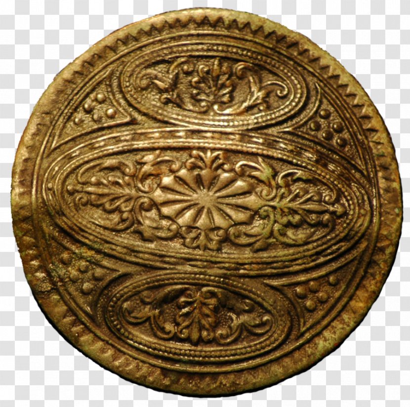 Brooch Coin Brass Gold Shield - Button - Round Compass Transparent PNG