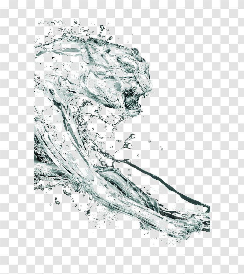 Advertising Water Creativity Poster - Art - Green Fresh Liquid Leopard Decorative Patterns Transparent PNG