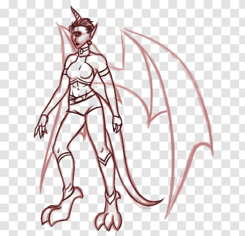 Demon Line Art Drawing Muscle Sketch - Heart Transparent PNG