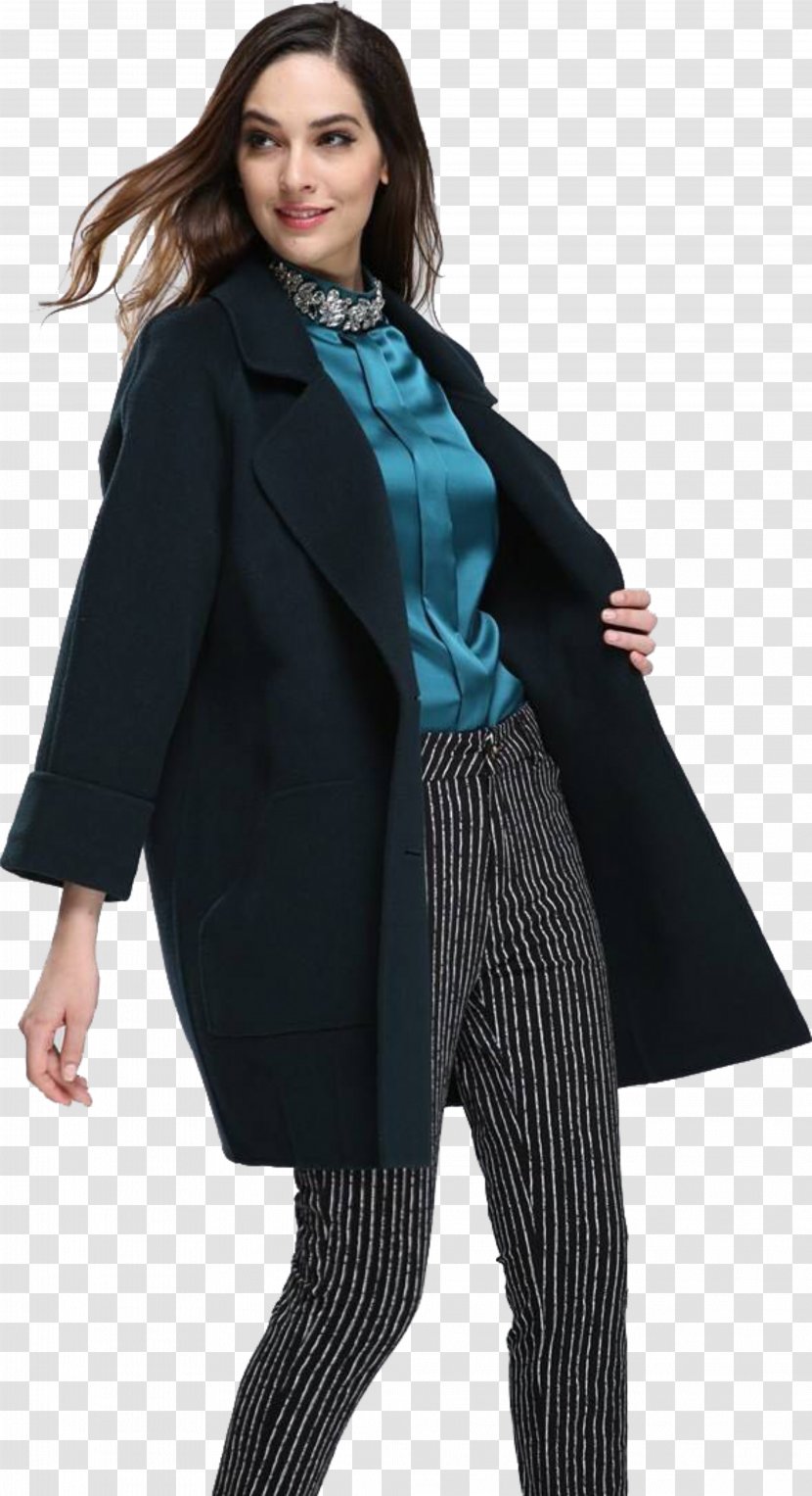 Model Clothing Fashion Overcoat - Handbag - Black Jacket Transparent PNG