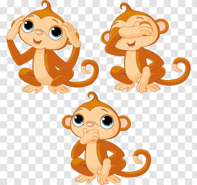 Cartoon Monkey Drawing Clip Art - Mammal - Three Little Monkeys Transparent PNG