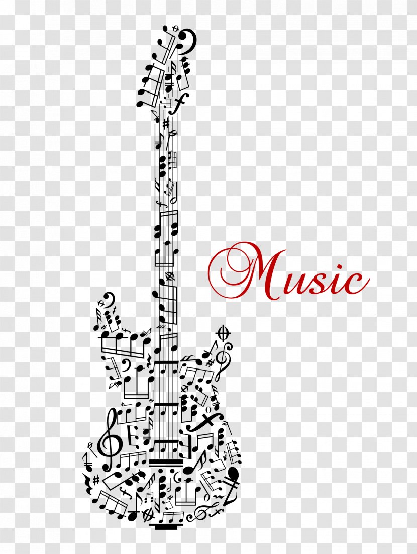 Guitar Silhouette Stock Illustration Musical Note - Fashion English Letters Transparent PNG