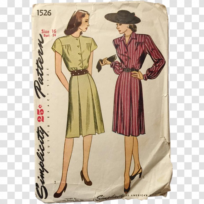 Clothing 1940s Fashion Dress Costume Design Transparent PNG