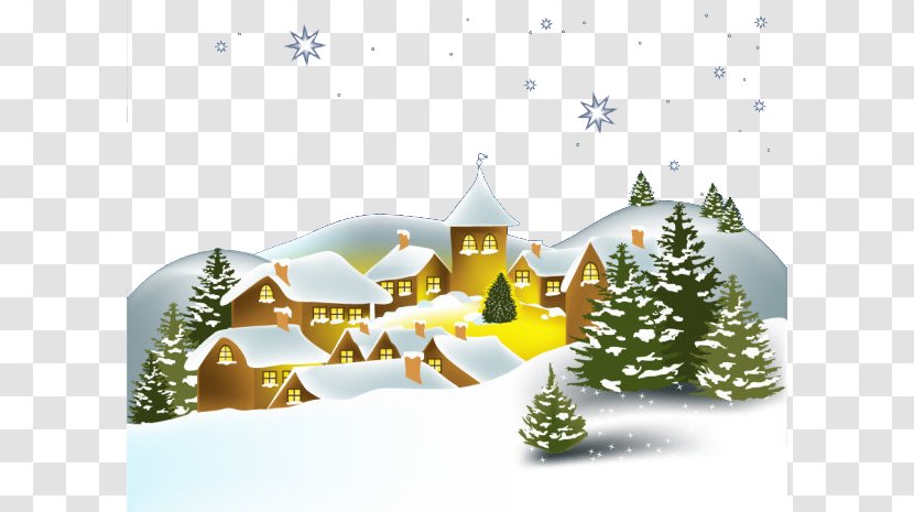 New Year's Day Wish Greeting Card Eve - Beautiful Snowy Background Material Transparent PNG