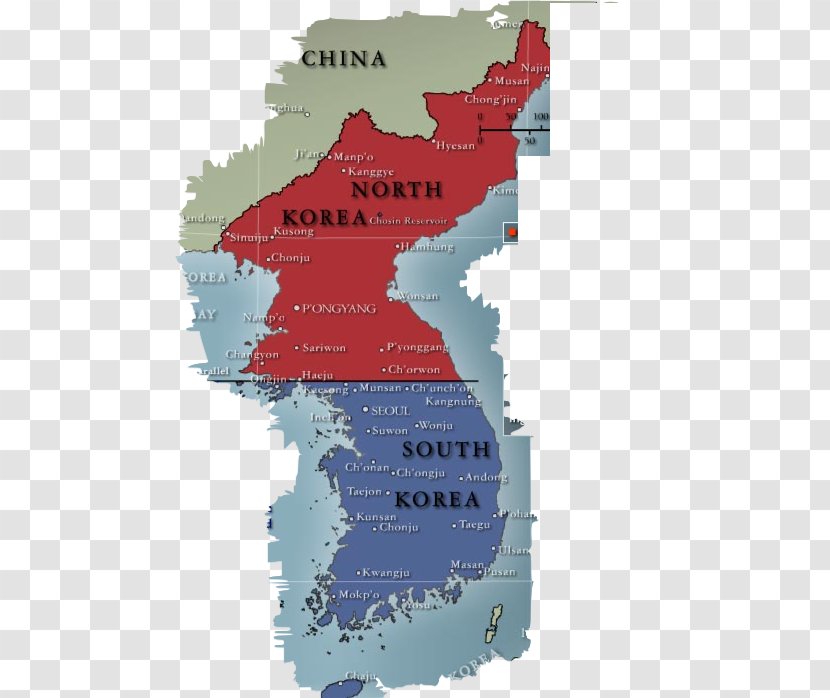 North Korea–South Korea Relations Korean War 38th Parallel United States Of America - World - Map Transparent PNG