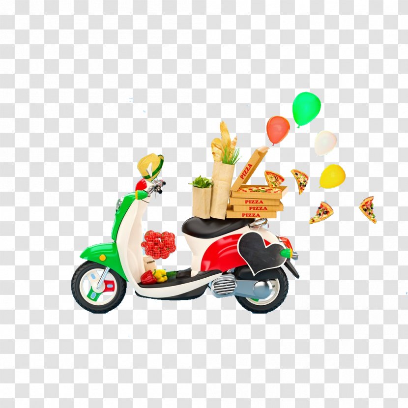 Pizza Delivery Italian Cuisine Take-out - Motorcycle Transparent PNG