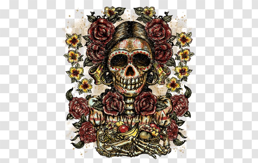 T-shirt Mexico Tube Top Skull - Flower Transparent PNG