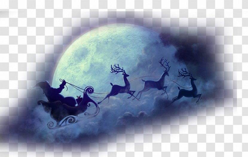 Santa Claus Reindeer Sled Christmas Wallpaper - 4k Resolution - Moon Transparent Background Element Material Transparent PNG