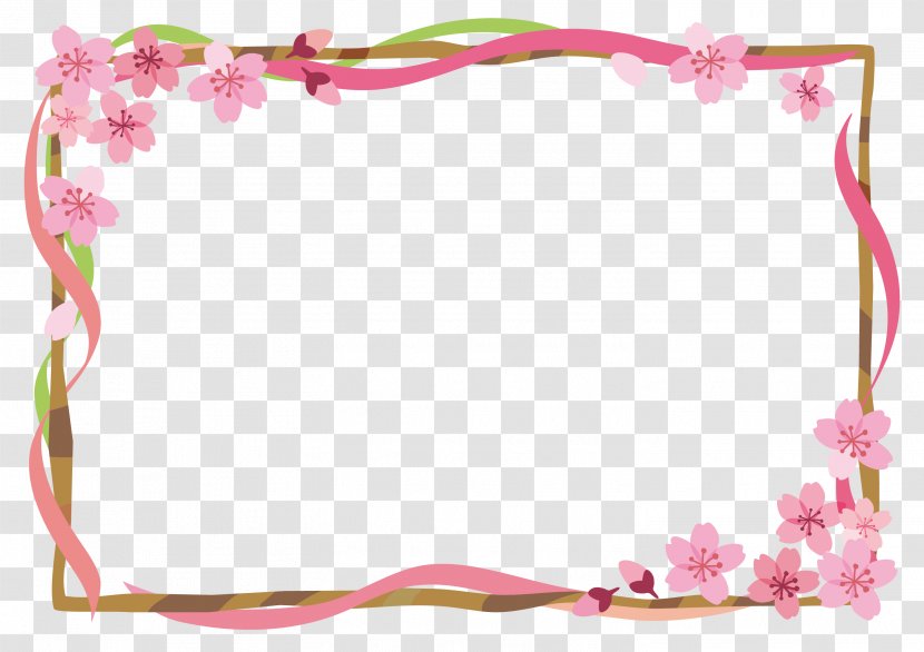 Cherry Tree And Ribbon Frame. - Hair - Picture Frame Transparent PNG