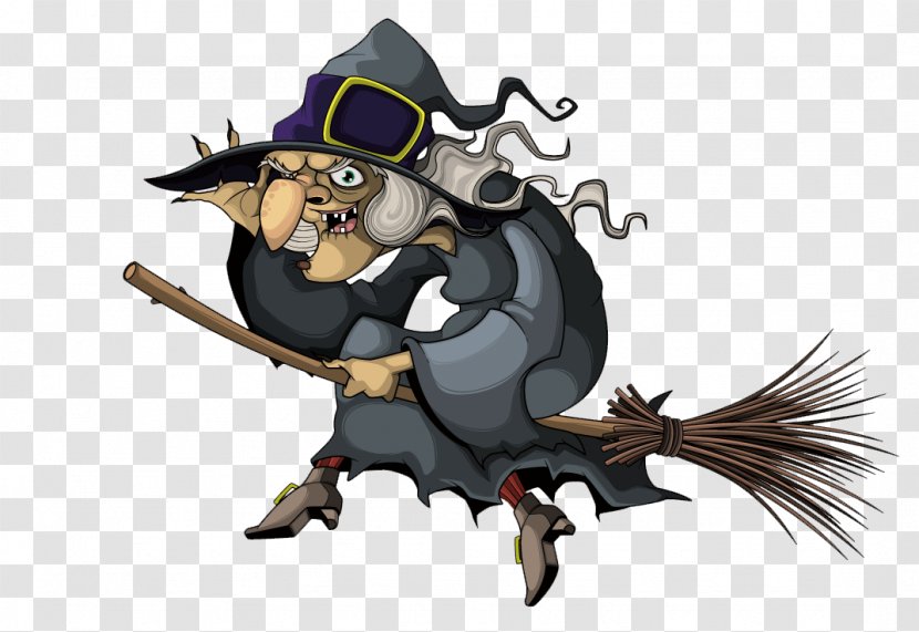 Witchcraft Witchs Broom Illustration - Riding On A Witch Vector Material Transparent PNG