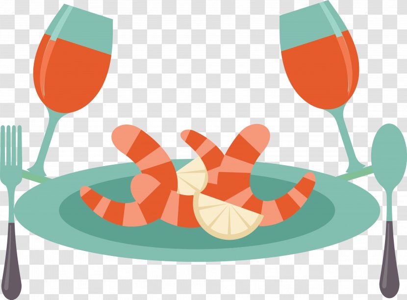 Shrimp Cartoon - Gastronomy - Tableware Orange Transparent PNG