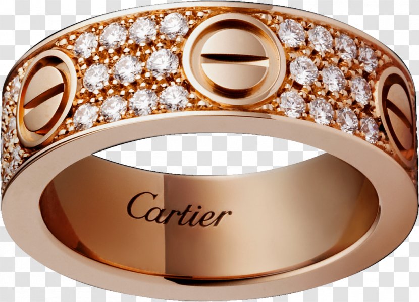 Cartier Love Bracelet Ring Gold Diamond - Pink Transparent PNG