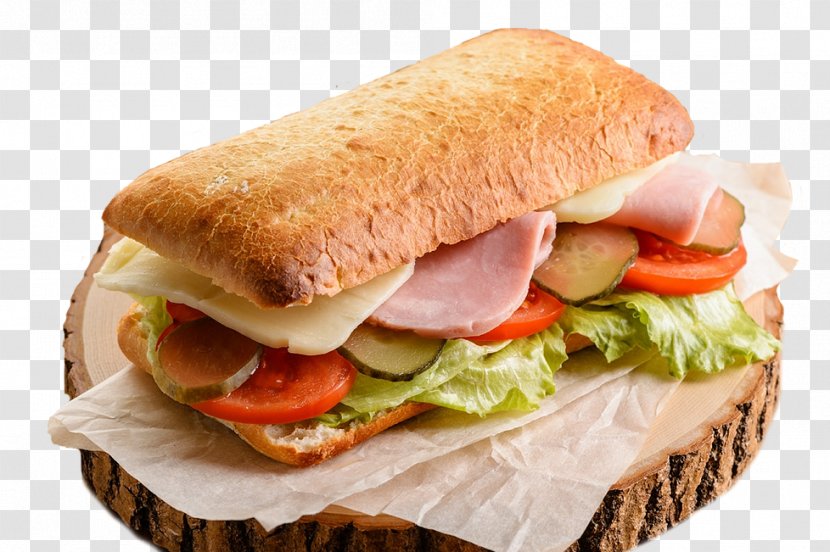 Ciabatta Ham And Cheese Sandwich Breakfast Submarine Panini - Bocadillo - Croissant Transparent PNG