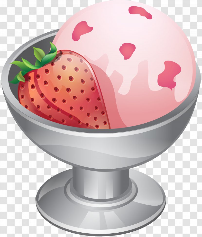 Strawberry Ice Cream Dessert Snow Cone - Strawberries Transparent PNG