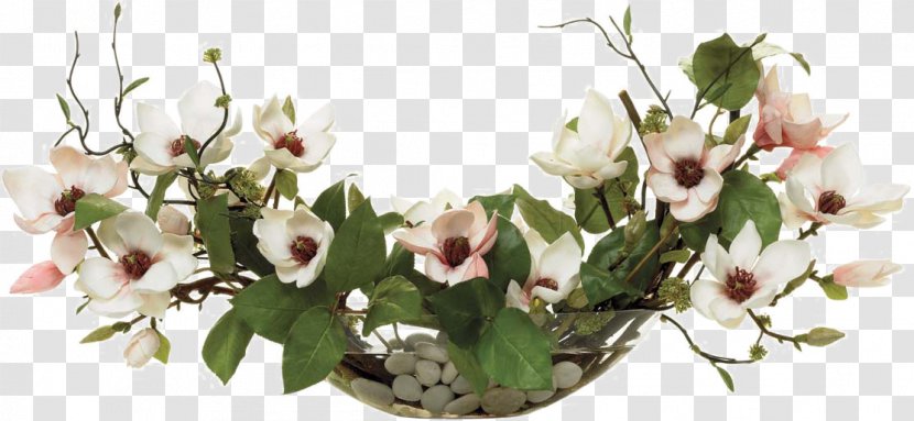Floral Design Flower Bouquet Magnolia Artificial - Arrangement - White Glass Transparent PNG