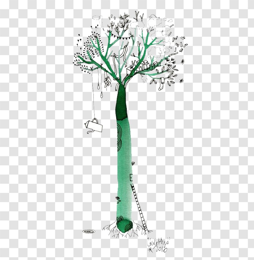 Watercolor Painting Drawing Illustration - Flowering Plant - Kettle Hanging From Tree Transparent PNG