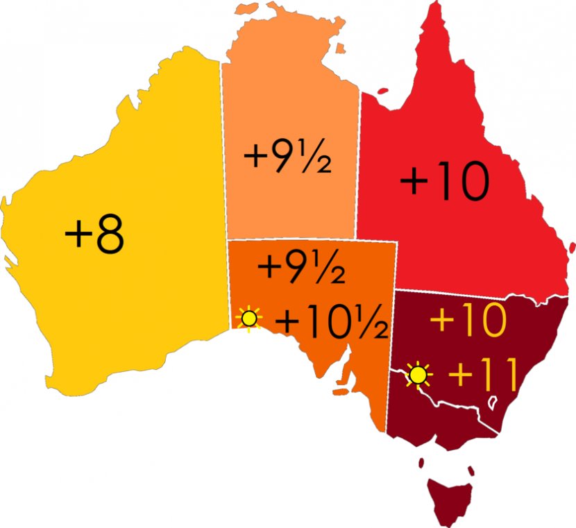 Time In Australia Zone UTC+08:00 - Eastern - Us Map Clipart Transparent PNG