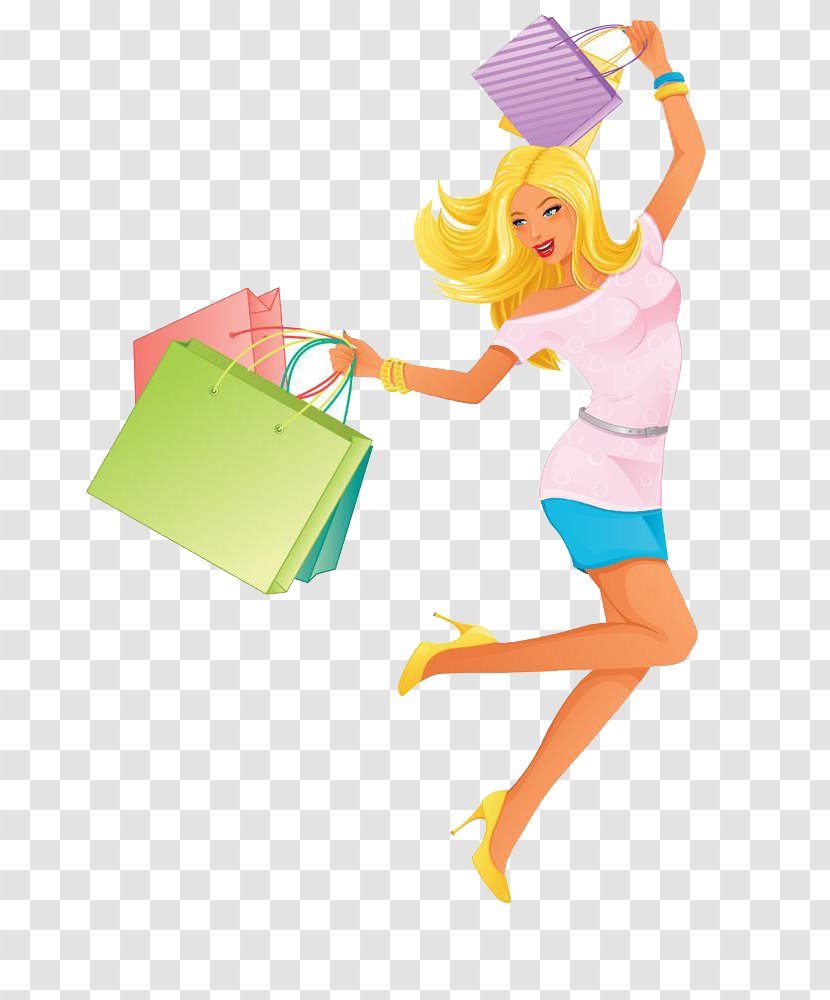 Shopping Stock Photography Model Illustration - Heart - A Beautiful Woman Jumping With Bag Transparent PNG