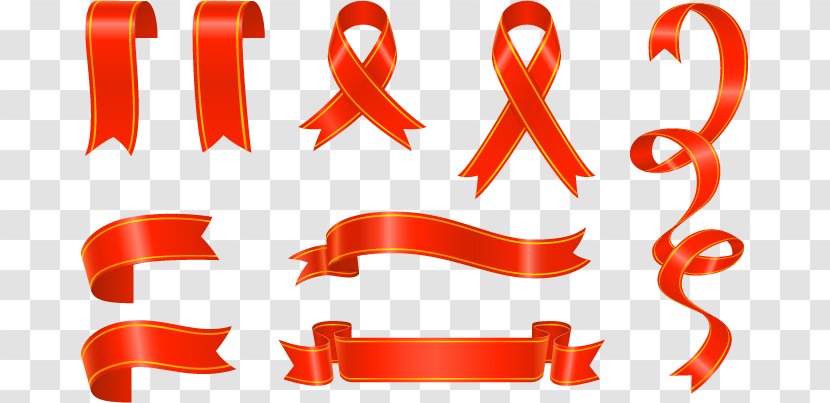 Red Ribbon Textile - Silk Transparent PNG