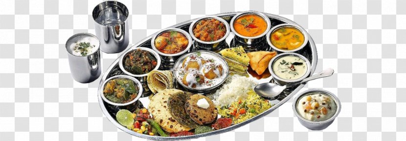 Gujarati Cuisine Vegetarian Indian Thali - Menu Transparent PNG