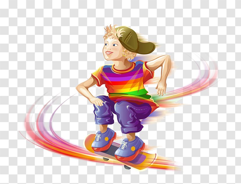 Child Cartoon Comics Illustration - Play - Skateboard Boy Transparent PNG
