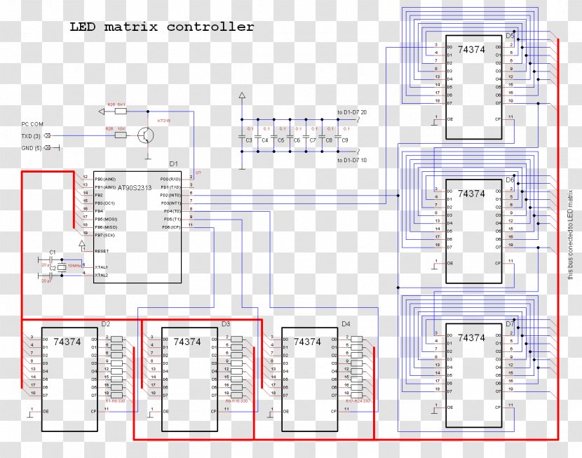 Light-emitting Diode Dot-matrix Display Shift Register Dot Matrix Arduino - Led Circuit Transparent PNG