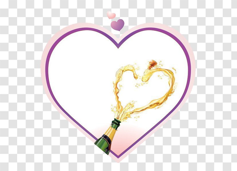 Champagne Glass Heart - Cartoon - Beer Love Pattern Transparent PNG