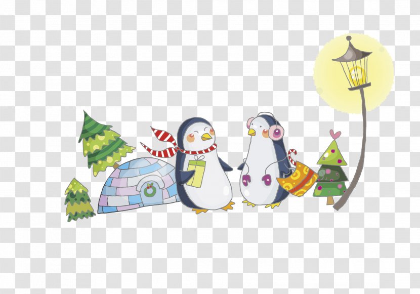 Penguin Christmas Tree Cartoon Illustration - Jesus - Cute Penguins Transparent PNG