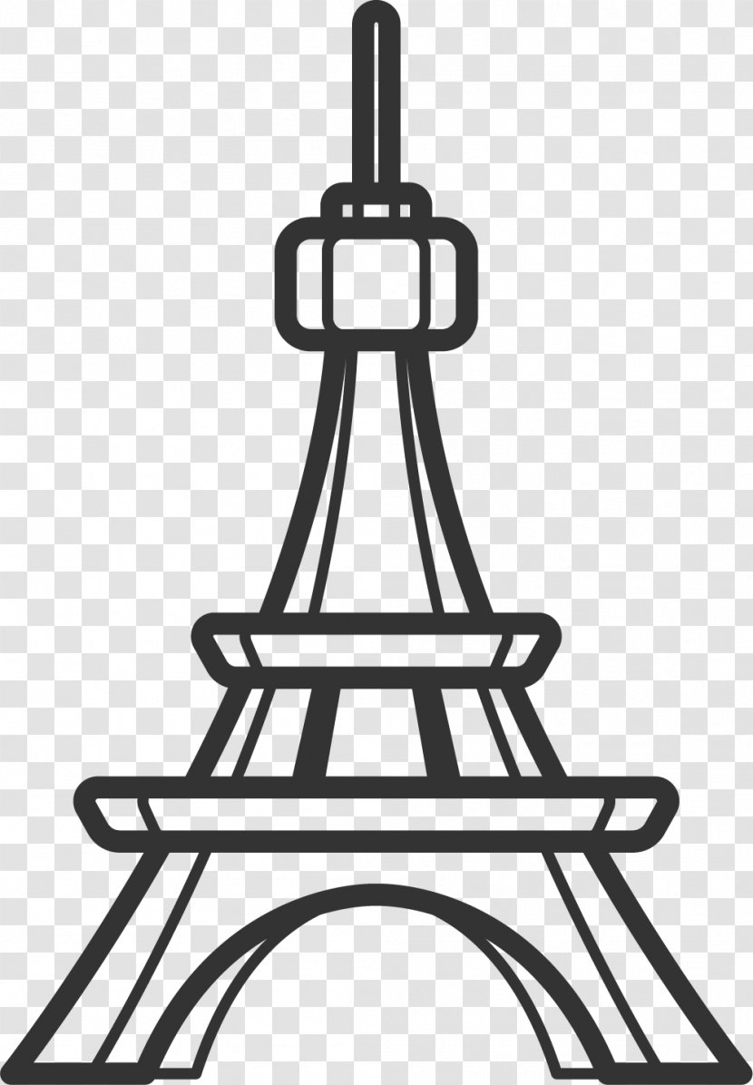 Eiffel Tower Silhouette - Monochrome Photography - Lines Transparent PNG