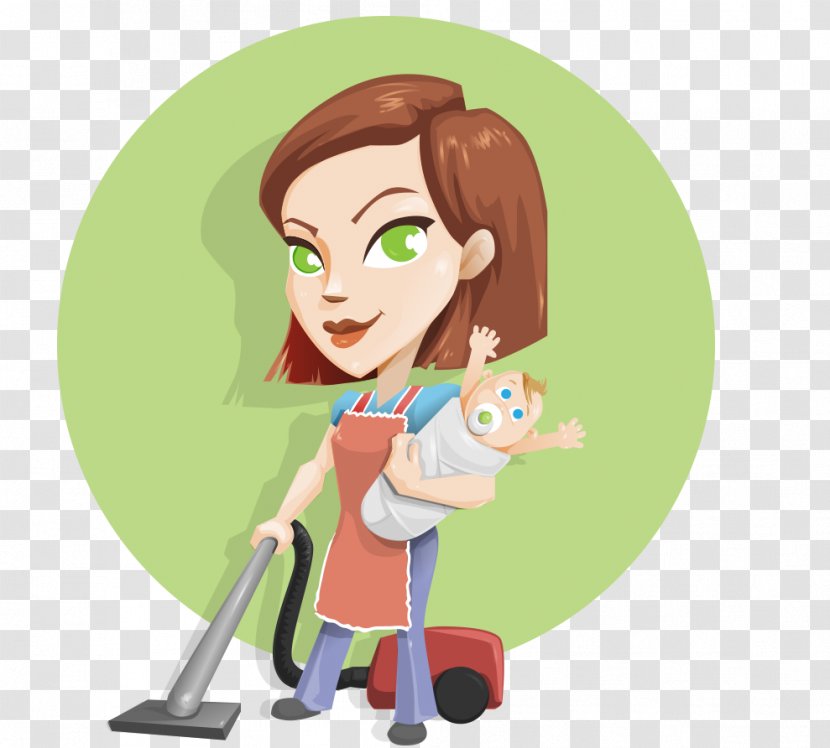 Housewife - Child - Hand-painted Cartoon Holding A Transparent PNG