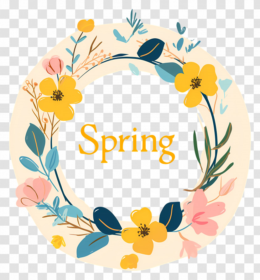 Spring - Spring Floral Wreath Illustration Transparent PNG