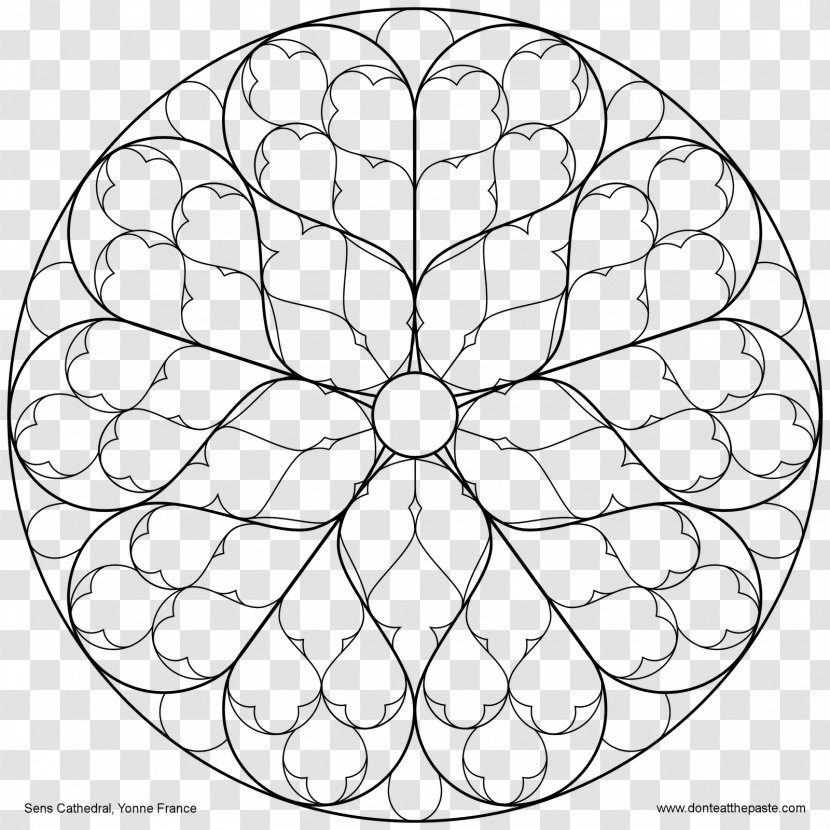 Rose Window Coloring Book Stained Glass - Craft - Cathedral Transparent PNG
