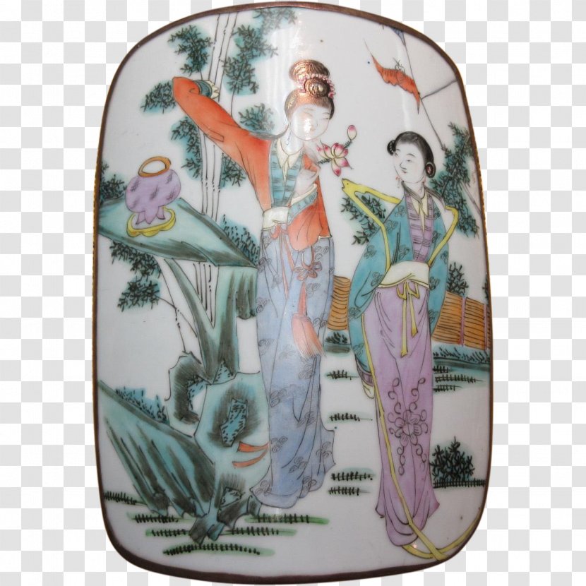 Antique China Painting Porcelain Casket Folk Art - Legendary Creature Transparent PNG