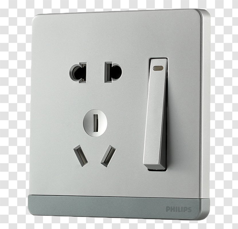 AC Power Plugs And Sockets Network Socket Switch - Electricity - Silver Transparent PNG